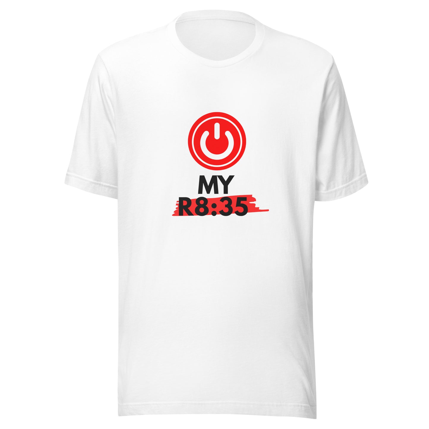 On my R8:35 T-shirt